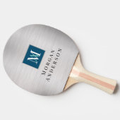 DIYモノグラム&名前Wh/ティール（緑がかった色）、ブルー、ブラッシュシルバー 卓球ラケット (横)