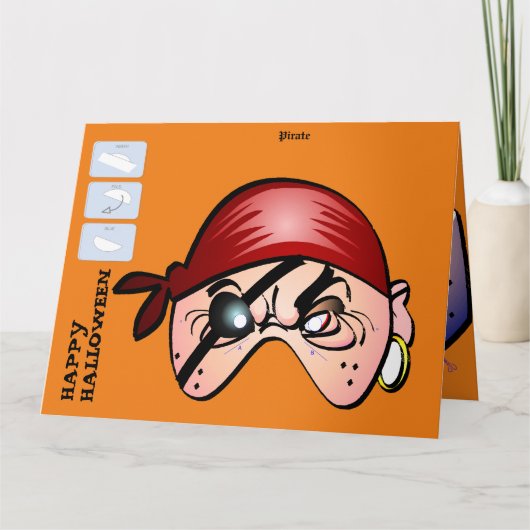 DIYモンスター紙マスクハロウィーンXLカード – 海賊 カード (正面)