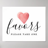 DIYレッドウォーター色ハート結婚式の引き出物標識 ポスター (正面)