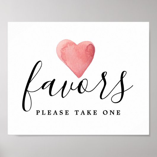 DIYレッドウォーター色ハート結婚式の引き出物標識 ポスター (正面)