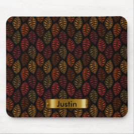 DIY付き秋の葉柄文字 マウスパッド