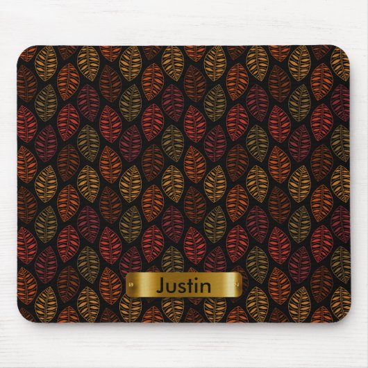 DIY付き秋の葉柄文字 マウスパッド (正面)