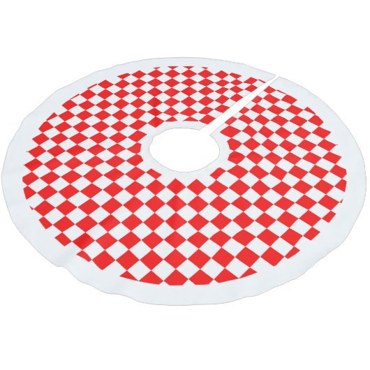 DIY任意の色/白市松模様にと白の縁ど付き ブラッシュドポリエステルツリースカート (アングル)