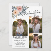 DIY写真卒業誕生日デリケートフローラデコ 招待状 (正面)