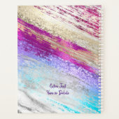 DIY写真/名前/年/ティール（緑がかった色）明るい赤紫色紫金ゴールドアート プランナー手帳 (裏面)