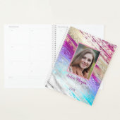 DIY写真/名前/年/ティール（緑がかった色）明るい赤紫色紫金ゴールドアート プランナー手帳 (ディスプレー)