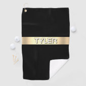 DIY名ホワイト、ブラシ付き金ゴールドストライプ、ブラック ゴルフタオル (インサイチュ)