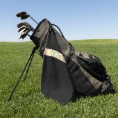 DIY名ホワイト、ブラシ付き金ゴールドストライプ、ブラック ゴルフタオル (グリーン)