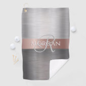 DIY名前&イニシャルブラッシュシルバーバラストライプ金ゴールド ゴルフタオル (インサイチュ)
