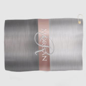 DIY名前&イニシャルブラッシュシルバーバラストライプ金ゴールド ゴルフタオル (横)