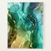 DIY名称と日付、ティール（緑がかった色）および金ゴールドインク抽象芸術、Vs 2 プランナー手帳 (裏面)