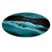 DIY名称，ブラック，金ゴールド&ティール（緑がかった色）アゲート カッティングボード (角)