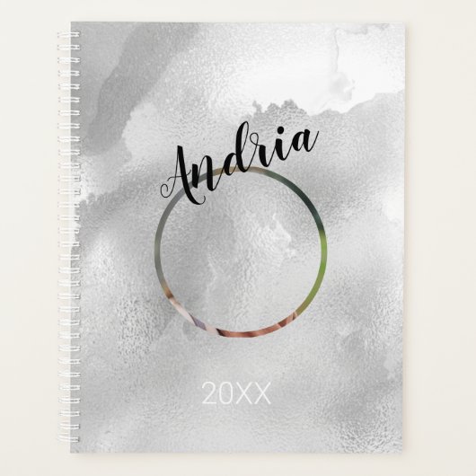 DIY名称/年/フォトブラック白抽象芸術水彩 プランナー手帳 (正面)