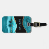 DIY名,ブラック,金ゴールド&ティール(緑がかった色)アゲートラゲージタグ ラゲッジタグ (正面横)