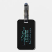 DIY名,ブラック,金ゴールド&ティール(緑がかった色)アゲートラゲージタグ ラゲッジタグ (裏面縦)