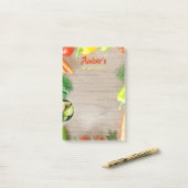 DIY名、To Doリスト、木版写真の野菜 ポストイット (デスク上)