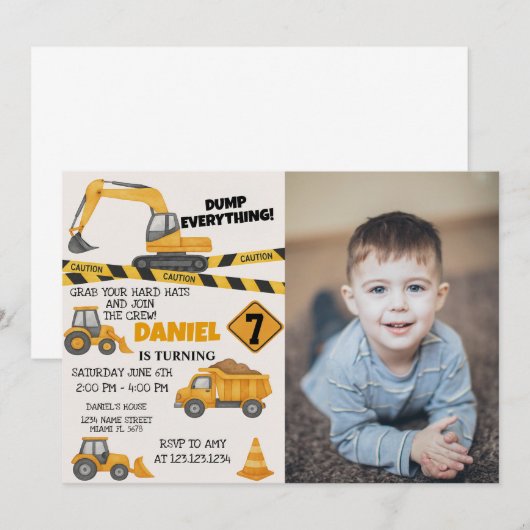 DIY建築誕生日招待状 招待状 (正面/裏面)