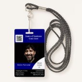 DIY従業員IDカードネイビー白黒 バッジ (正面ランヤード)