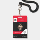 DIY従業員IDカード赤白黒テンプレート バッジ (ストラップ付き表面)