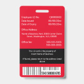 DIY従業員IDカード赤白黒テンプレート バッジ (裏面)