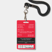 DIY従業員IDカード赤白黒テンプレート バッジ (ストラップ付き裏面)