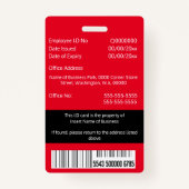 DIY従業員IDカード赤白黒テンプレート バッジ (裏面)