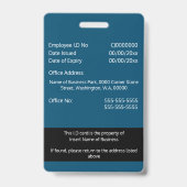 DIY従業員IDカード青色の白黒 バッジ (裏面)