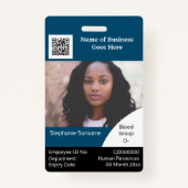 DIY従業員IDカード青色の白黒 バッジ (正面)