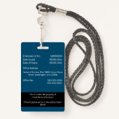 DIY従業員IDカード青色の白黒 バッジ (裏面ランヤード)