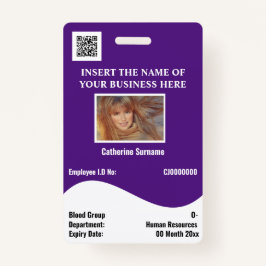 DIY従業員IDカード（紫）横 バッジ