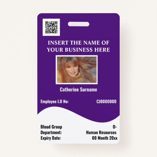 DIY従業員IDカード（紫）横 バッジ (正面)