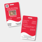 DIY従業員IDカード（赤）横 バッジ (表裏)