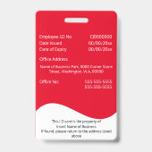 DIY従業員IDカード（赤）横 バッジ (裏面)