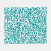 DIY愛カスタムらしい可愛い花柄ホワイトブルー フリースブランケット (正面(横))