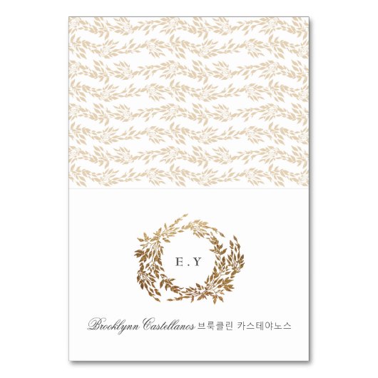 DIY折り畳み英語&韓国語ネームクレスト座席表 テーブルナンバー (正面)