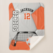 DIY文字のオレンジと白のサッカーボール シェルパブランケット (正面)