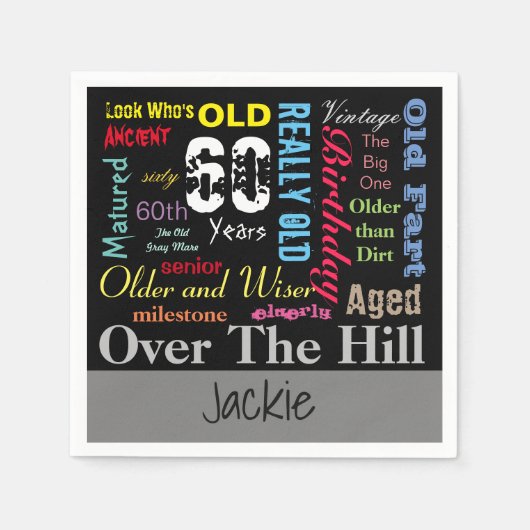 DIY時代 | 60ハッピーバースデー | マイルストーン スタンダードカクテルナプキン (正面)