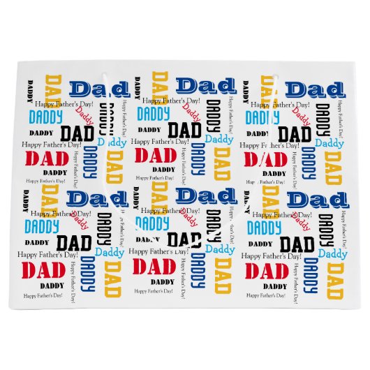 DIY父の日抱き枕カラフル文字大 ラージペーパーバッグ (正面)