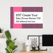 DIY独自のベビーシャワーバナーを作成CHEVRON V1D ポスター (ホームオフィス)