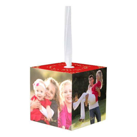 DIY独自の写真を作成するホリデークリスマスデコール キューブオーナメント (裏面アングル)