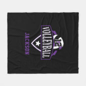 DIY番号付きバレーボールロゴ – 紫 フリースブランケット (正面(横))