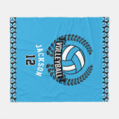DIY番号付きバレーボール – ベビーブルー フリースブランケット (正面(横))