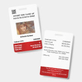 DIY社員写真IDカード（白）赤縦 バッジ (表裏)