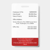 DIY社員写真IDカード（白）赤縦 バッジ (裏面)