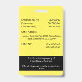 DIY社員証カード黄色の白黒 バッジ (裏面)