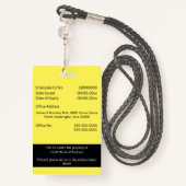 DIY社員証カード黄色の白黒 バッジ (裏面ランヤード)