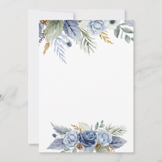 DIY空白の招待状緑ほこりっぽい青い花 招待状 (正面)