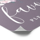 DIY紫素朴白フローラ結婚式の引き出物標識 ポスター (角)