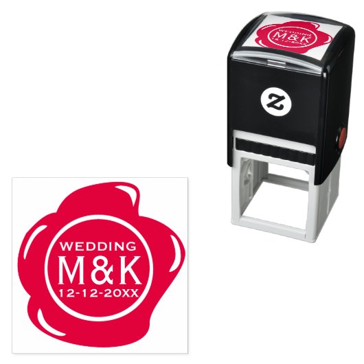 DIY結婚の赤おもしろいフェイクワックスシールモノグラム セルフインキングスタンプ (インサイチュ)