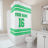 DIY背景エメラルドグリーンストライプスポーツジャージー シャワーカーテン (インサイチュ)